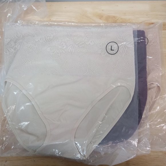 Rhonda Shear 3-Pack Cotton Blend Lace Brief, LARGE - Picture 1 of 4